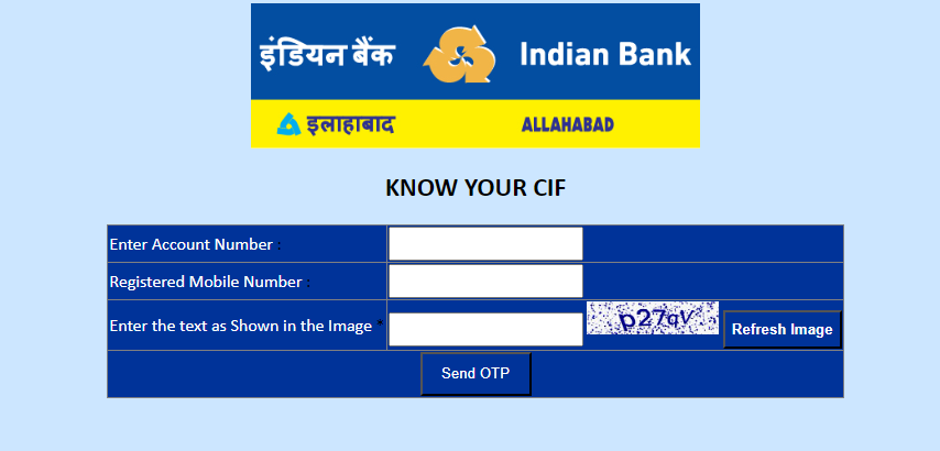 Indian Bank CIF Number
